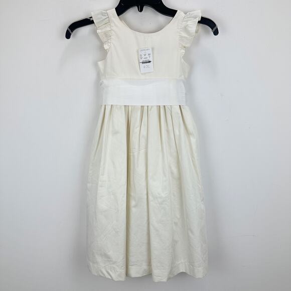 J.Crew Crewcuts Girls Flutter Sleeve Dress Midi Ivory Formal Party Size 5 NWT - Picture 6 of 15